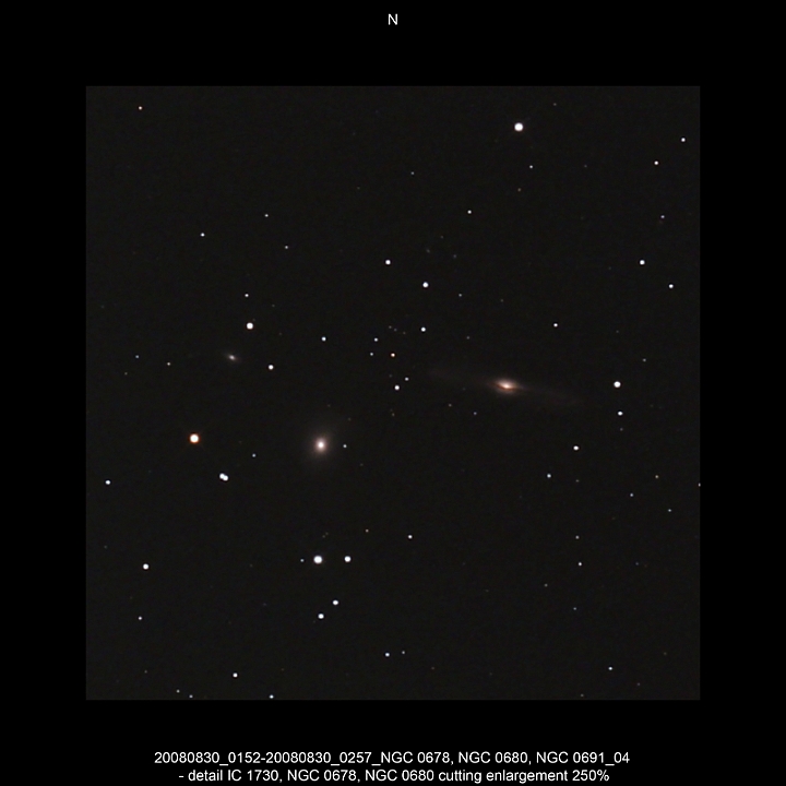 20080830_0152-20080830_0257_NGC 0678, NGC 0680, NGC 0691_04 - detail IC 1730, NGC 0678, NGC 0680 250pc.JPG -  Ari Newton d 309,5 / af 1623 & Coma Corrector CANON-EOS5D (AFC-Filter) 800 ASA no add. filter 6 light-frames 360s, auto dark, 5 flat, 10 bias Guidemaster, DSS, Canon-RAW-Image, Adobe-PS-CS3  